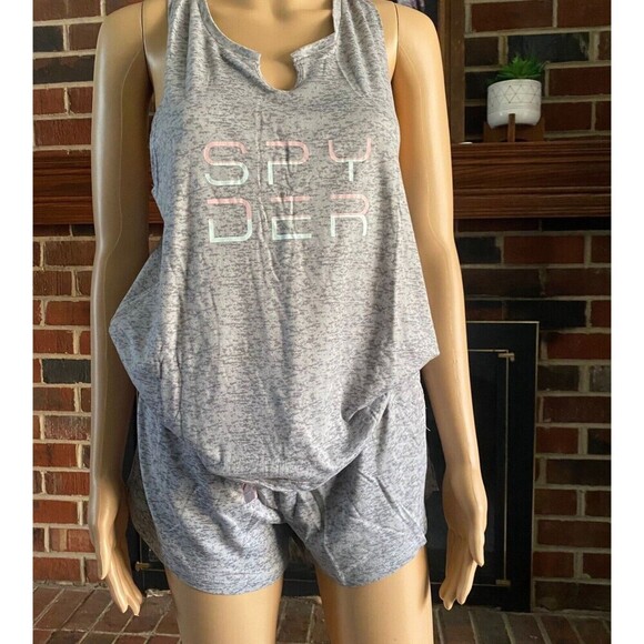 Spyder Women's 2pc Tank Top and Shorts Lounge Pajama Sleep Set Size M Grey New - Picture 13 of 15